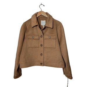 NEW! Avec Les Filles Jacket Shirt (Shacket)! XL  Camel Brown  Cropped  Pockets